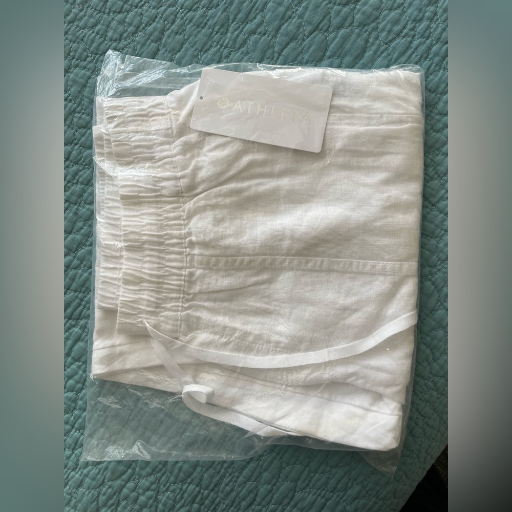 NWT Athleta Retreat Linen Ankle Pants- white - Picture 3 of 5